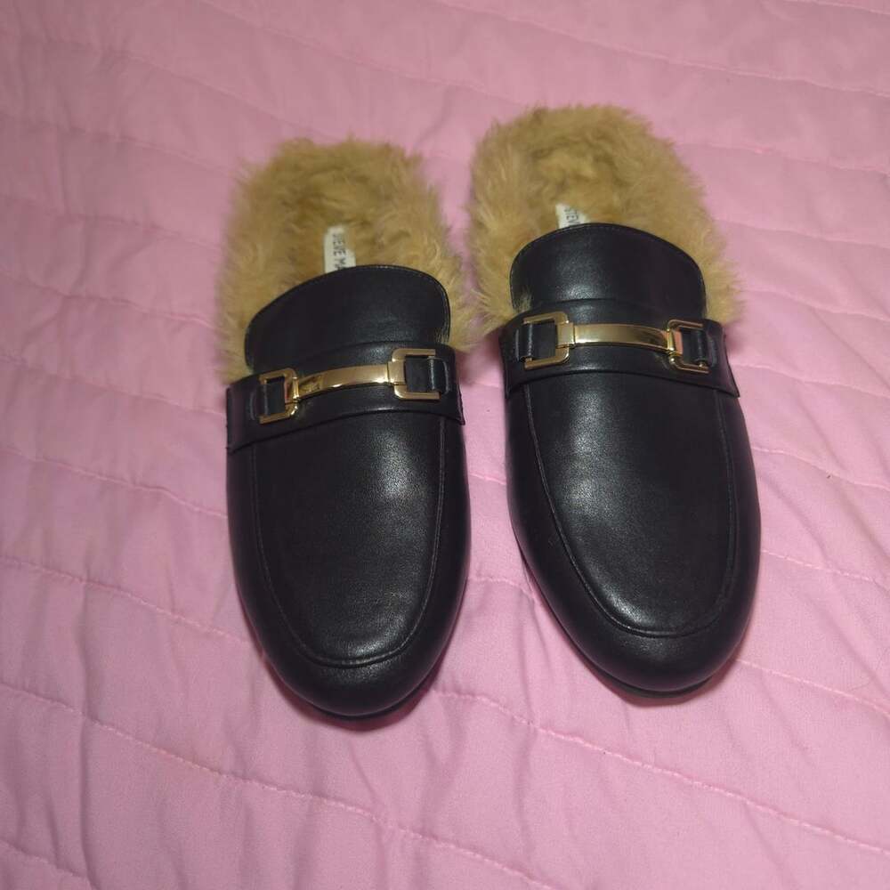 NWOT Steve Madden Khloe Mule Men's Size 10M Black Faux Fur Lined Slip-On Loafer